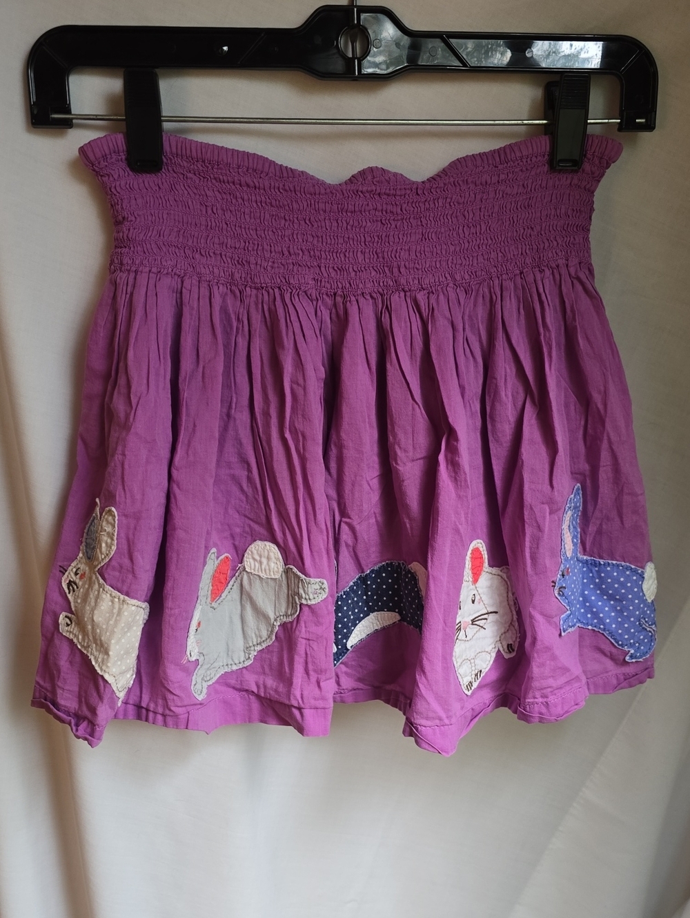 Mini Boden Purple Bunny Appliqué Smocked Skirt Size 7-8 Year